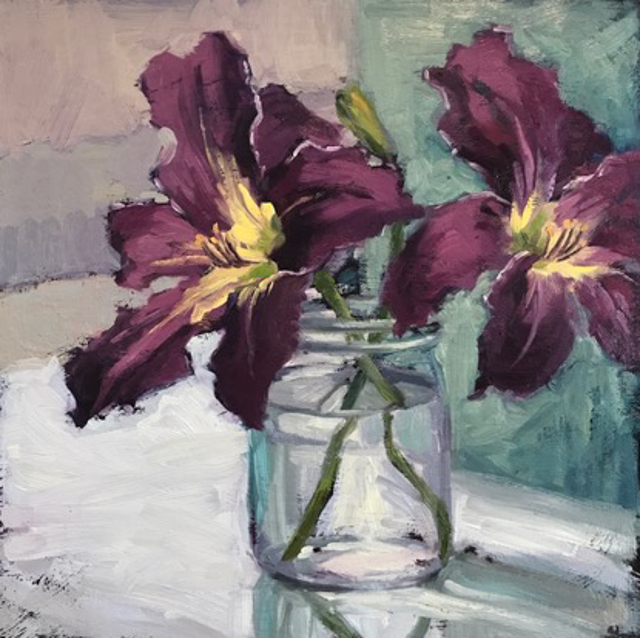 Margaret Gerding | Day 1 (Lilies) | Oil on Panel | 14" X 14" | $1,950