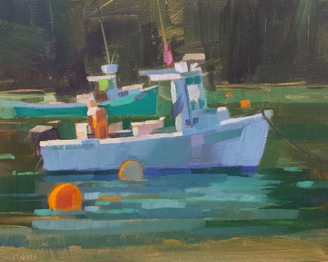 Philip Frey | Boats and Moorings | Oil on Panel | 8" X 10" | Sold