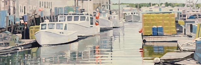 Liz Hoag | Working Pier | Acrylic on Canvas | 20" X 60" | $3,600.00