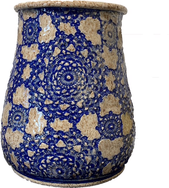 Richard Winslow | Blue Textured Jar | Ceramic | 7.5" X 6.5" | Sold