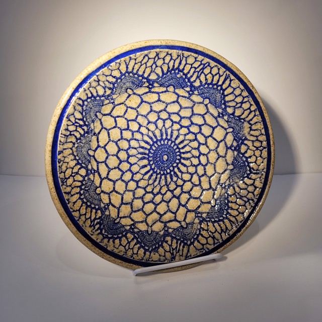 Richard Winslow | Blue on White Fabric Texture | Ceramic | 2" X 10" | $85