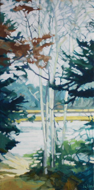 Liz Hoag | Birches By the Cove | Acrylic on Canvas | 24" X 12" | Sold