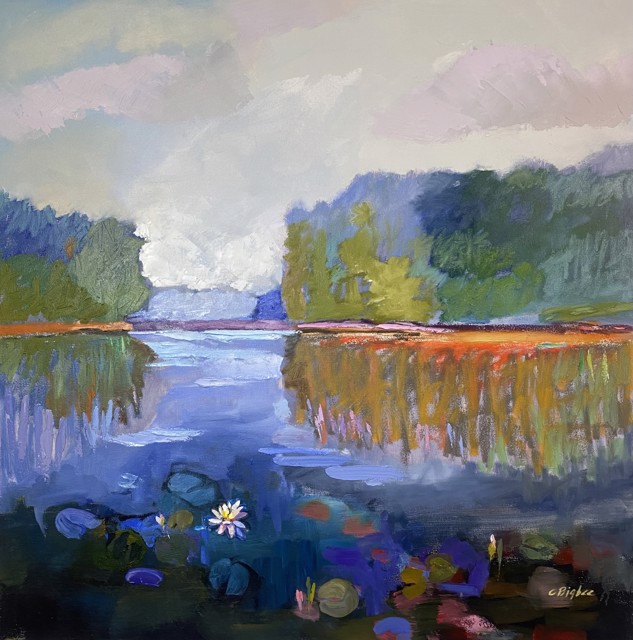 Claire Bigbee | Reflection | Oil, Acrylic, and Oil Stick on Canvas | 36" X 36" | $4,950