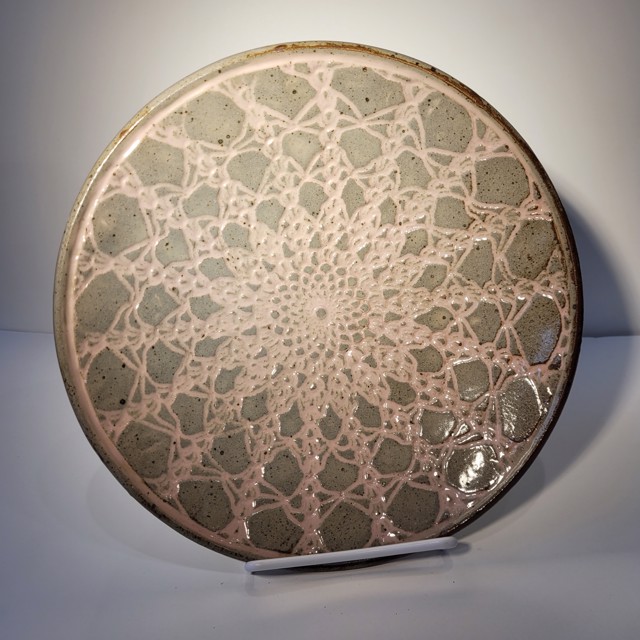 Richard Winslow | Light Teal with Fabric Texture Platter | Ceramic | 2" X 10" | Sold