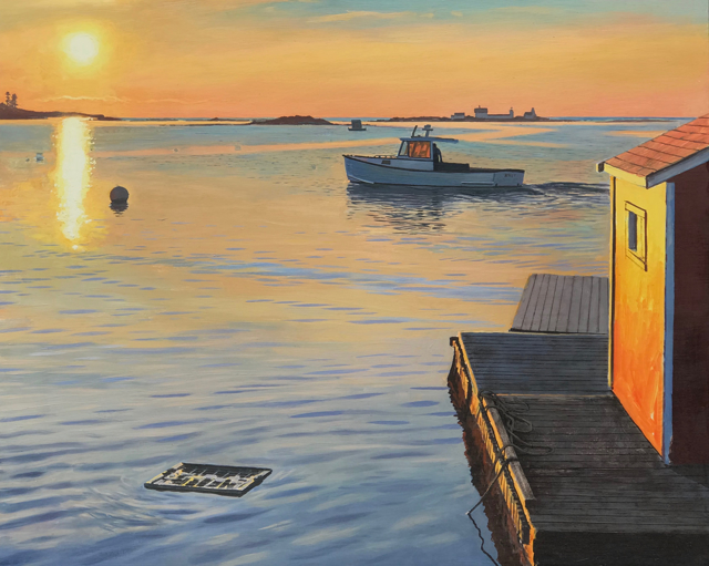 William B. Hoyt | Sunrise In Cape Porpoise | Oil on Canvas Stretched on Panel | 16" X 20" | Sold