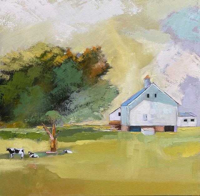 Claire Bigbee | Placid Pastures at Dunn Farm | Oil on Canvas | 20" X 20" | Sold