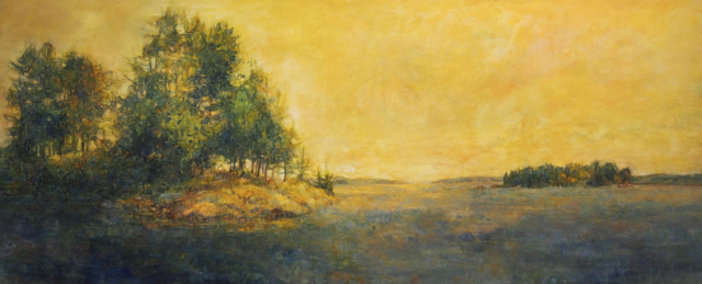 Susan Wahlrab | Prana | Varnished Watercolor on Archival Claybord | 20" X 48" | $9,800