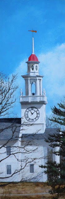 Alex Dunwoodie | South Congregational Church from Kennebunk | Oil on Panel | 12" X 4" | Sold