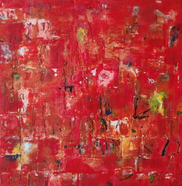 Amalia Tagaris | Red Dress, Diptych I | Encaustic and Oil | 12" X 12" | $450