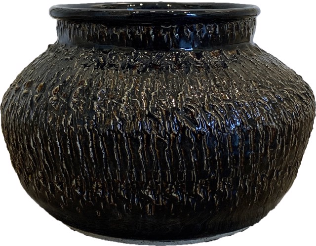 Richard Winslow |  Black Textured Jar | Ceramic | 5.5" X 8" | $85