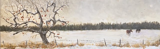 Karen McManus | November Snow | Oil on Canvas | 6" X 18" | Sold