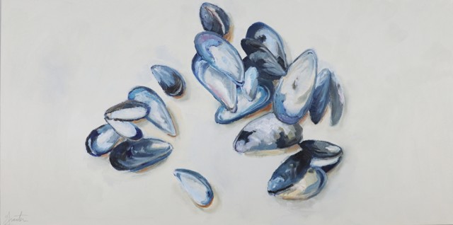 Ellen Welch Granter | The Heart is a Mussel | Oil on Canvas | 18" X 36" | $2,750
