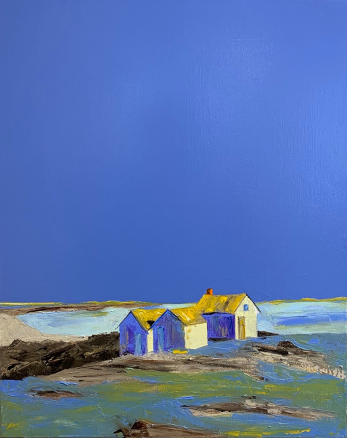 Janis H. Sanders | Fish Shacks at the Sea | Oil on Canvas | 20" X 16" | $1,600.00