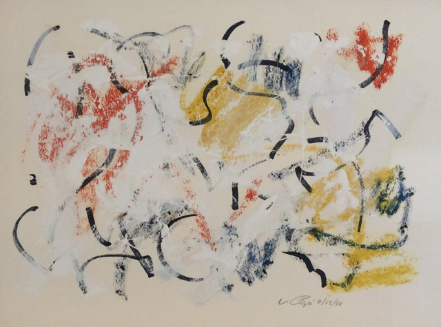 A Mixed media on paper artwork, by Vincent Pepi, titled 1128, dated 1990