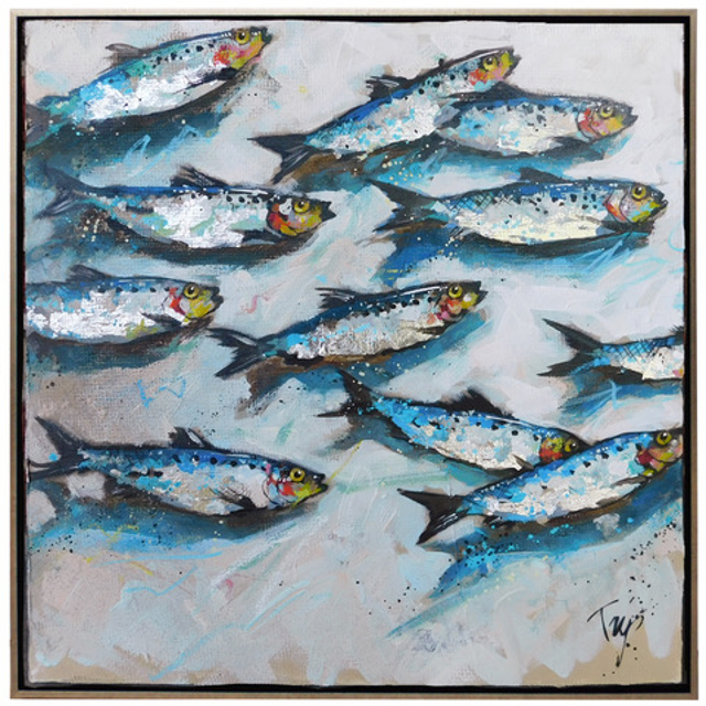 Trip Park | Stylin' Fishies | Mixed Media on Canvas | 20" X 20" | Sold