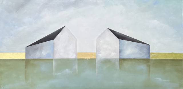 Ingunn Milla Joergensen | Reflection of Each Other #1 | Oil on Canvas with 18 Karat Gold Leaf | 24" X 48" | $3,500