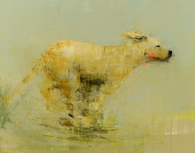 Rebecca Kinkead | Running Dog (Greener Grass) | Oil and Wax on Linen | 54" X 68" | $15,400