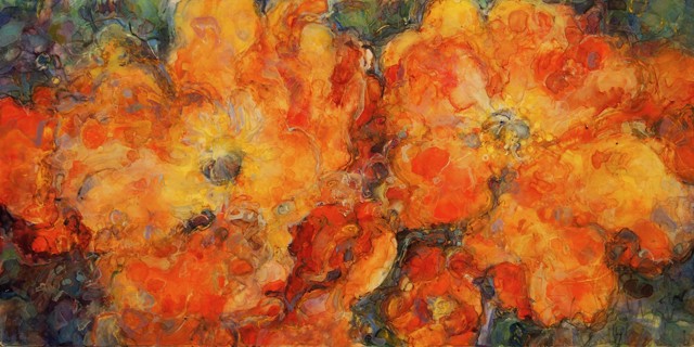 Susan Wahlrab | Poppies | Varnished Watercolor on Archival Clayboard | 8" X 16" | $1,600