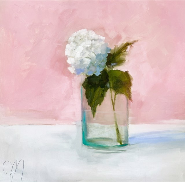 Jill Matthews | Single Stem Hydrangea | Oil on Canvas | 24" X 24" | $1,975