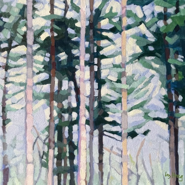 Liz Hoag | Pastel Pines | Acrylic on Canvas | 16" X 16" | $1,300