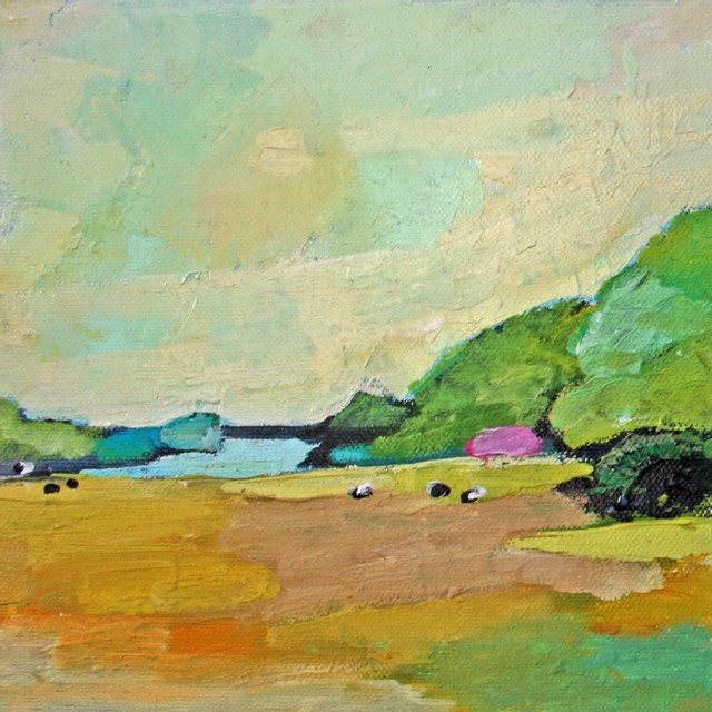 Claire Bigbee | Buttercup Pastures at Wolf's Neck Farm #2 | Oil | 8" X 8" | Sold