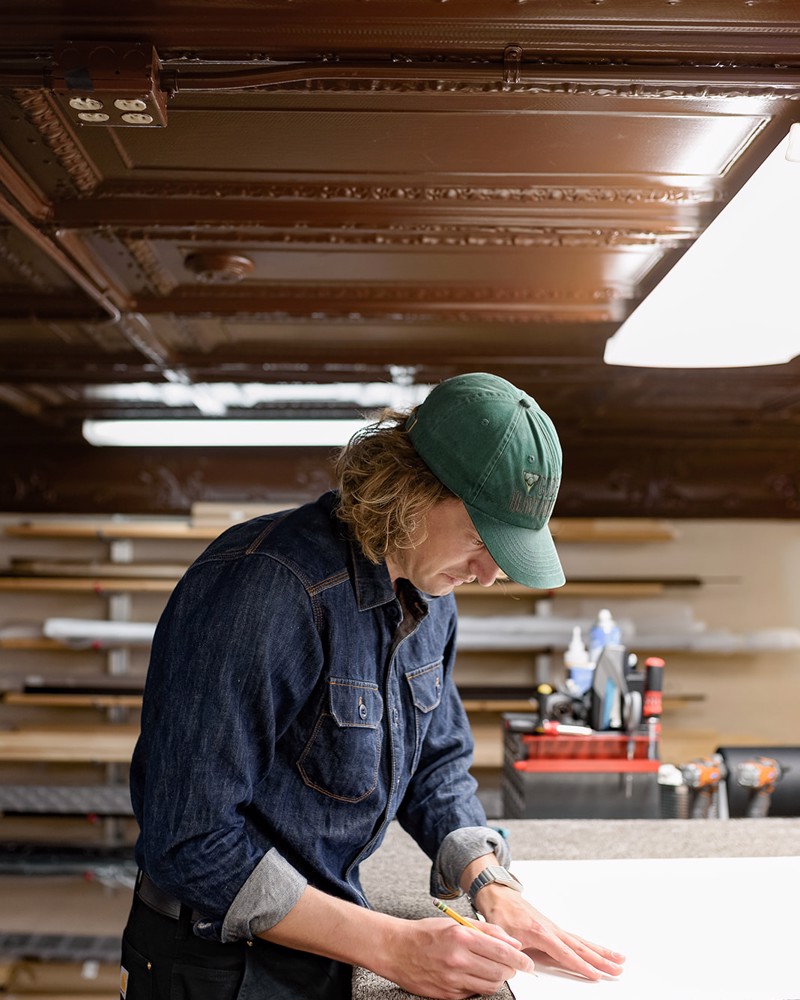 Our framer working at the fitting bench