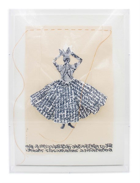 Lesley Dill Woman with Hindi Healing Dress, Lesley Dill print, Lesley Dill lithograph and collage