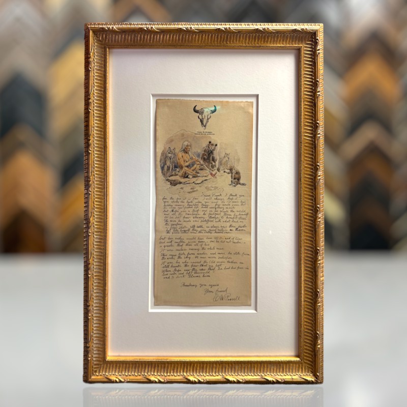 Older etching refitted in a gold frame