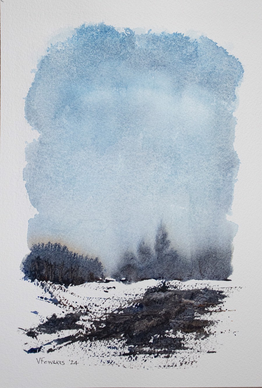 Outcropping in Snowy Field
