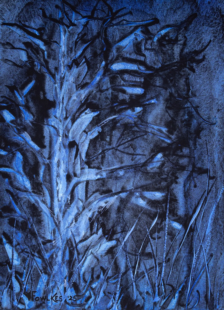 Garden Abstraction in Moonlight Blue