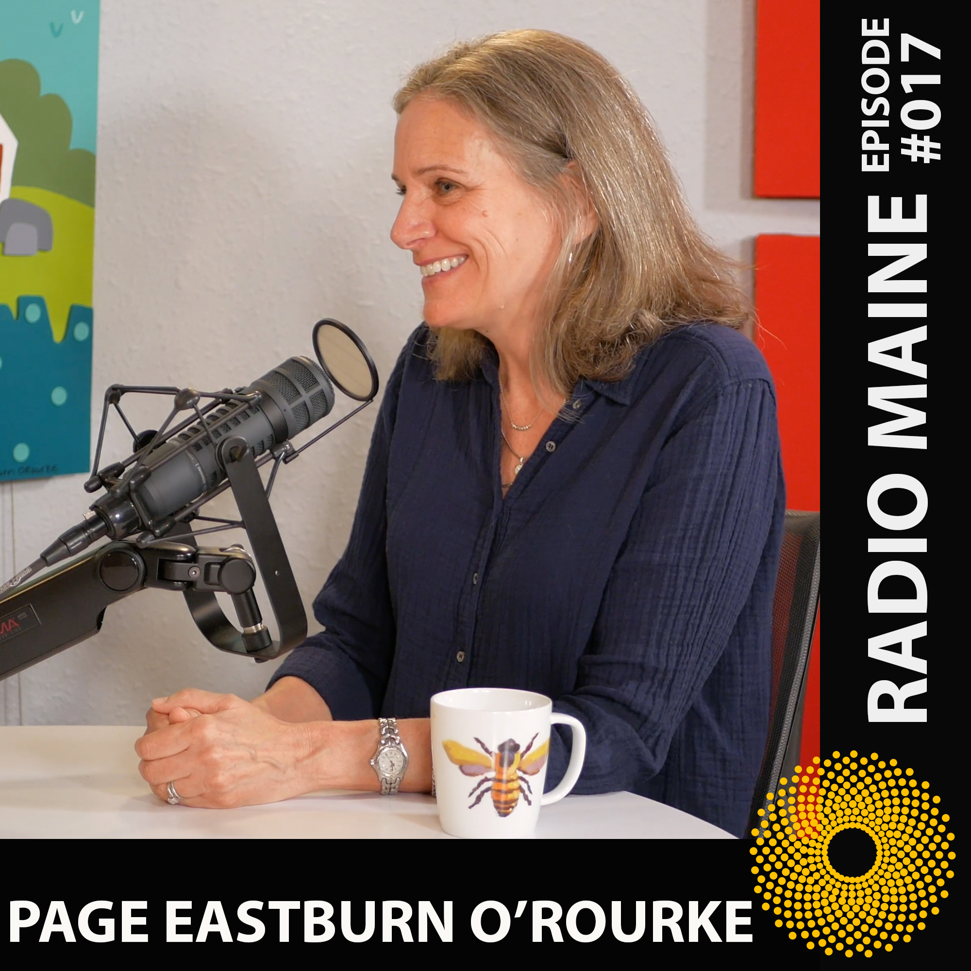 Maine artist Page Eastburn O'Rourke being interviewed on Radio Maine with Dr. Lisa Belisle