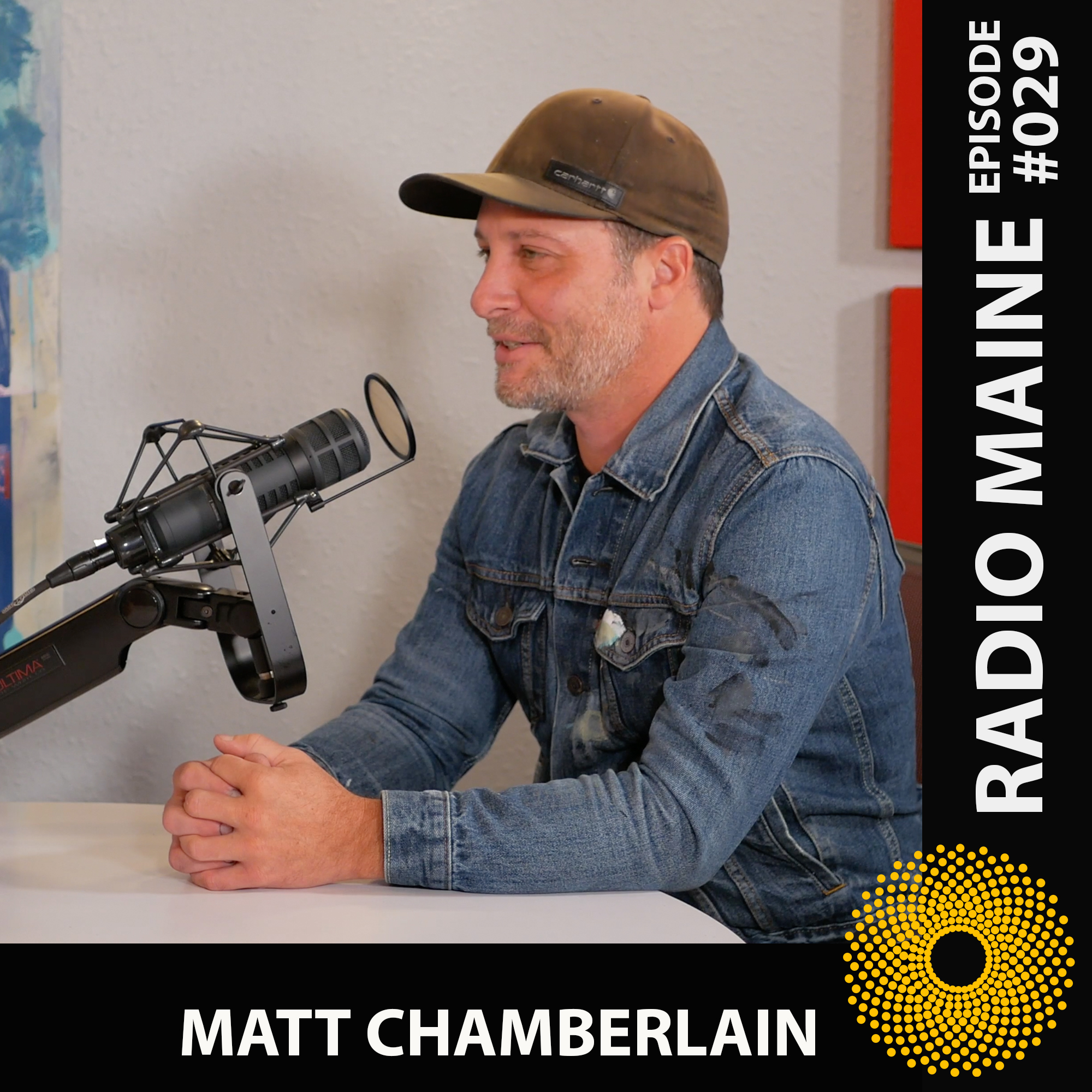 Maine artist Matt Chamberlain being interviewed on Radio Maine with Dr. Lisa Belisle